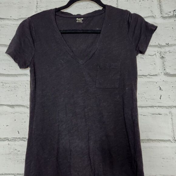 Madewell Women's Solid Black Short-Sleeved T-Shirt Size XXS With Pocket - Picture 3 of 11